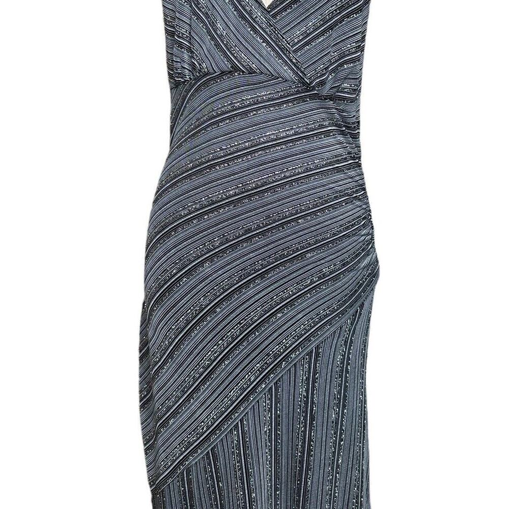 Vtg Y2K Charlotte Russe Black Silver Asymmetrical Hem Prom Party Halter Dress L - Picture 3 of 11